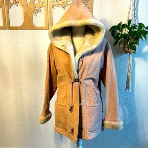 Pink Suede Hooded Coat